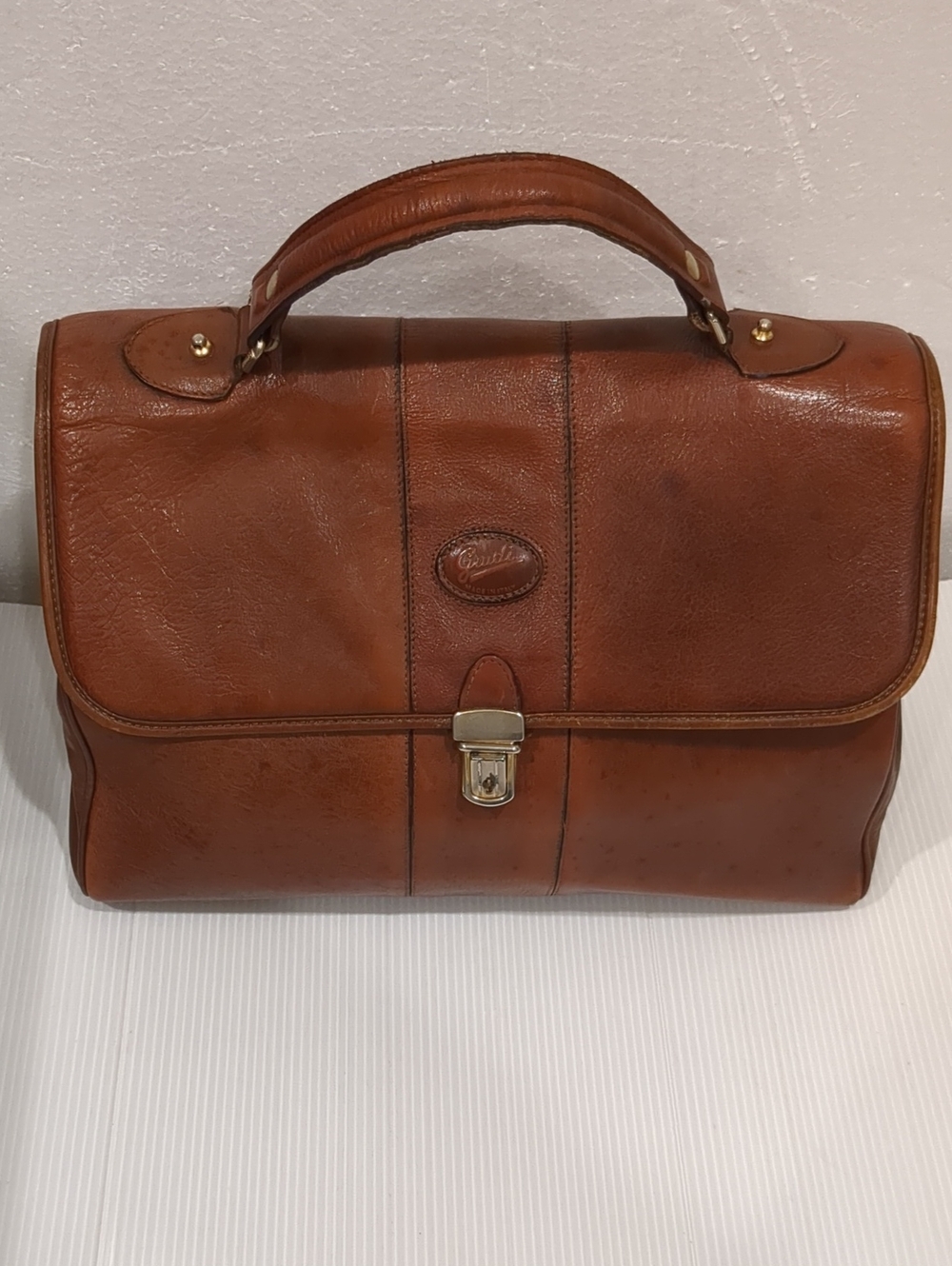 Italian Vintage Brown Leather Doctor-Style Briefcase Satchel